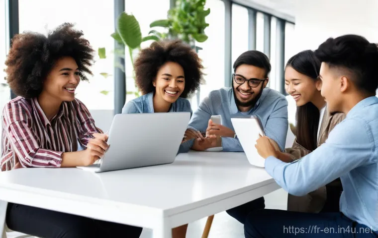 영어가 국제어가 된 이유 - **Prompt:** "A diverse group of young adults, consisting of men and women from various ethnic backgr...