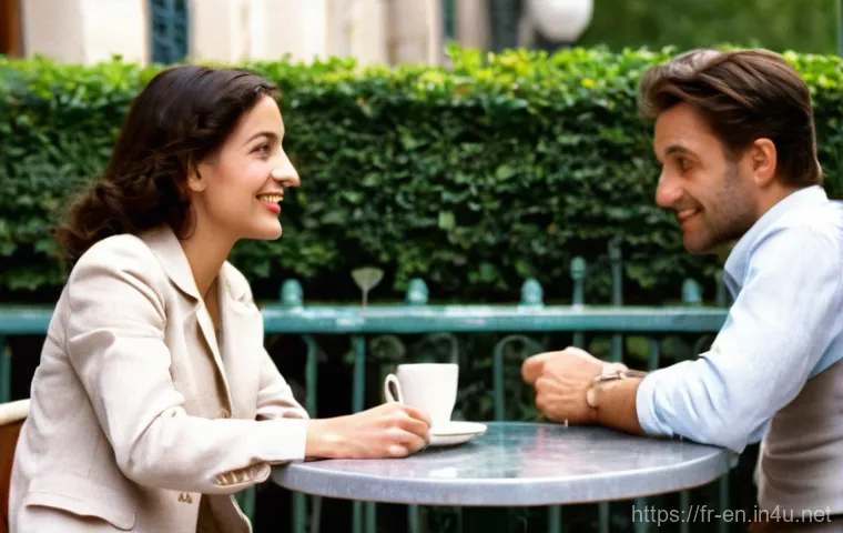 영어 표현의 문화적 오해 - **A Lingual Labyrinth of False Friends**
A bustling outdoor Parisian cafe scene, bright and sunn...