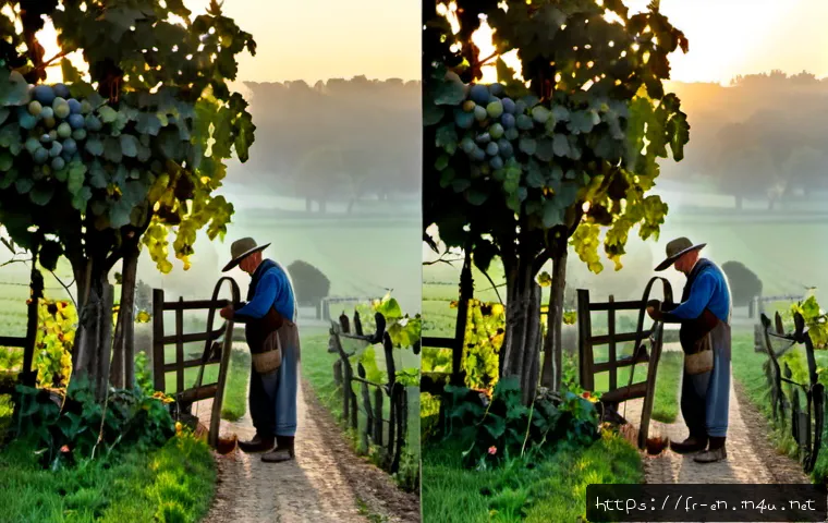 영어 속담과 한국 속담 비교 - Photorealistic split-screen comparison of two timeless proverb scenes: a misty English countryside a...